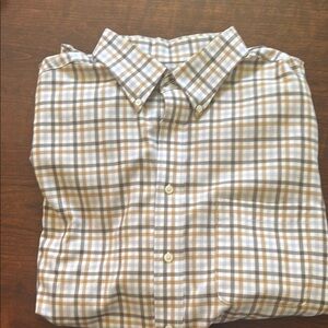 Roundtree & Yorke Men's Plaid Shirt - Brown and White